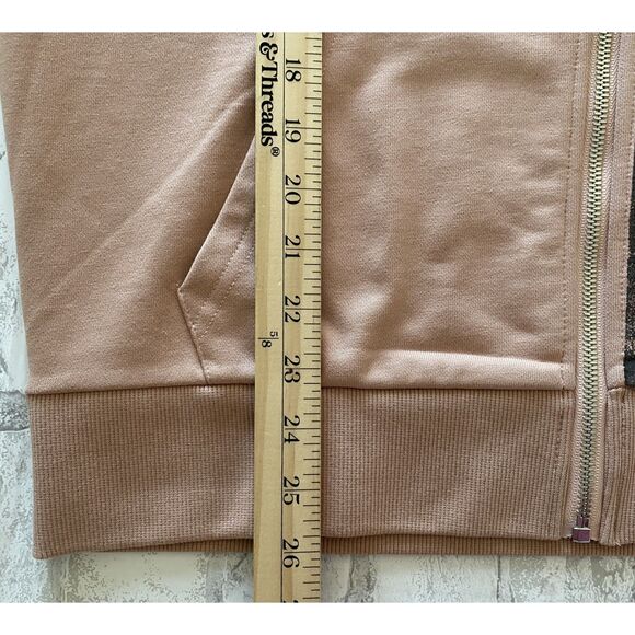 Homme Femme Pink Skeleton Hoodie Dusty Rose Full Zip Streetwear Graphic Zip Sz S - Picture 4 of 5